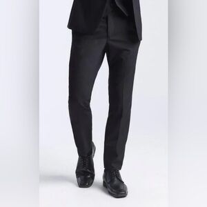 Allure’s Men Slim Fit Black Tuxedo Pants,w/Expandable Waistband, Black